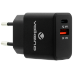 Volkano On-the-go USB + Type-c 20W Pd Wall Charger VK-PDQ-302-BK