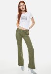 Flared Cargo Trousers - Khaki Green
