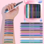 12 Colors Eyeshadow Pen Eyeliner Set Matte Glitter Eyeliner Pencil High Pigment Daily Party Eye Makeup