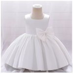 White Special Occasions Dress With Big Bow Clip On
