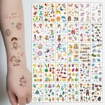 30PCS Cute Cartoon Tattoo Stickers Unicorn Animal Mermaid Car Wheel Boat Space Robot Fruit Pirate Butterfly Elf Waterproof Tempo
