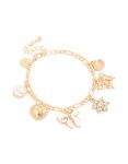 Goldair Gold Shell Floral & Bow Charm Bracelet