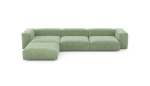 Four Module Chaise Sofa - Cord Velours - Duck Egg - 377CM X 241CM