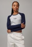 Long Sleeve Raglan Curve Hem Tee - Grey Marle navy Switzerland