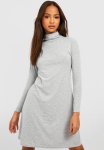Roll Neck Swing Dress - Grey
