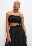 Cropped Ruched Shell - Black
