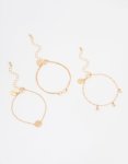 Goldair Gold Diamante Infinity Circle Bracelets 3-PACK