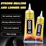 E-8000 Transparent Glue Mobile Phone Screen Repair Elastic Glue Plastic Rubber Shoes Jewelry Super Glue Never Clog Precision Noz