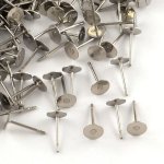 316 Surgical Stainless Steel Flat Round Blank Peg Stud Earring 10MM Tray: 3MM 40PCS