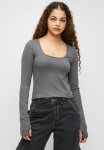 Cropped Jersey Top - Grey