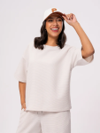 Boxy Crew Neck T-Shirt - S Natural