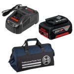 Bosch - Quick Charger And Battery Pack Gba 18V 4.0AH In Tool Bag