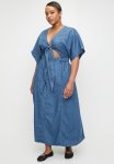 Plus Tie Front Lucy Denim Dress - Med Denim