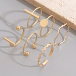 6PCS Minimalist Stacking Rings Trendy Wave Geometry Design Mix And Match For Daily Outfits Adjustable Rings Perfect Party Acces