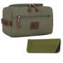 Mens Canvas Toiletry Bag/travel Bag & Sunglasses Case Set. Army Green