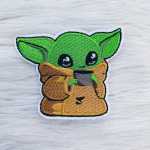 Baby Yoda Drinking Coffee Patch