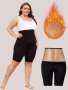 Women's Plus Size Sauna Sports Shorts High-waist Yoga Workout Pants Fitness Activewear For Sweating Plain Black Color