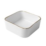 Square Bowl With Trimmings Gold & White
