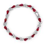Tear Drop Link Bracelet With Red And Clear Crystals
