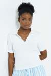 Split Collar T-Shirt - L White
