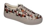 Ladies Platform Woven Sneakers - Autumn & Gold Check