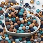 200PCS 6 8 10MM Mixed Color Wooden Beads Diy Bracelet Necklace Jewelry Accessories
