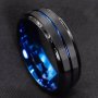 Fashion Blue Non-fading Finger Ring Simple Stainless Steel Ring Gift For Men Boyfriend