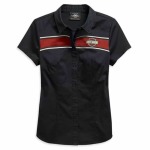 Women’s Washed Striped Short Sleeve Woven Shirt