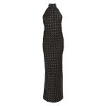 Black & Stone Spot Halter Satin Dress