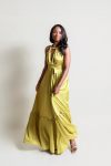De Chine Frill Dress - One Size Fits All Ochre