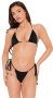 Ladies - Black Wooden Bead Detail Triangle Bikini Set