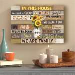 1PC Art Canvas Painting Sunflower Mason Jar Hummingbird In This House We Trust In God Painting On Canvas Wall Art Artwork Wall P