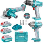 Total Tools - Li-ion Angle Grinder Cordless Drill & Impact Wrench Combo