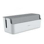orico multiplug and surge protector storage box with device mount - grey