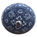 Ceramic Dresser Cabinet Knob White And Blue 6CM
