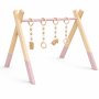 Dusty Pink Wooden Baby Gym With Wooden Dangles