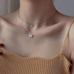 1PC Double Layers Thin Chain Necklace MINI Butterfly Shape Pendant Personality Clavicle Chain