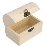 Hsiwto Plain Unfinished Wood Box Unpainted Wooden Jewelry Box Diy Craft Storage Treasure Chest Toy Case