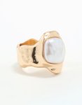 Goldair Gold Pearl Statement Molten Ring - M l