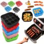 1SET Premium Square Air Fryer Silicone Set - Bacon & Hot Dog Rack 9-CAVITY Cake Mold Air Fryer Pan - Bpa-free Dishwasher Safe