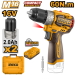 Ingco 16V Ps+c l Drill B l 60NM 2XBAT 1XCH
