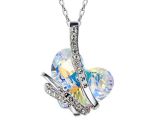 Cde Floating Heart Necklace With Swarovski Crystal - Silver