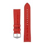 Crocograin Crocodile Embossed Leather Watch Strap In Red - 12MM Gold