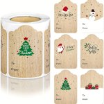 300PCS ROLL Christmas Tags Christmas Santa Claus Stickers Self-adhesive Tags Christmas Festival Birthday Holiday Gift Decor