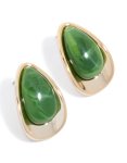 Goldair Gold Dark Green Beaded Pear Stud Earrings