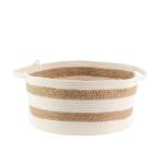 Handle Basket - Ivory & Jute Stripes