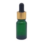 10ML Green Glass Aromatherapy Bottle With Pipette - Black & Gold Collar 18 60