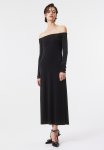 Off-the-shoulder Jersey Dress - Black
