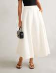 Georgina Linen Blend Midi Skirt - 18 Porcelain