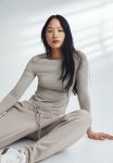 Long-sleeved Microfibre Top - Greige